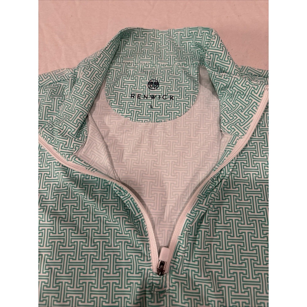 Renwick Women's 1/4 Zip Pullover Mint Green And White Golf Activewear Size Large